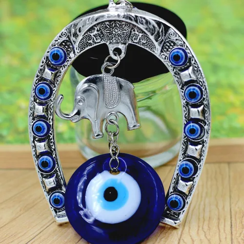 Miniatura 6 de Colgante colgante de ojos azules turcos, herradura, elefante, forma de encanto, decoración del hogar, amuleto de bendición de la suerte, adorno