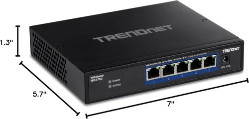 Miniatura 14 de TRENDnet Switch 10G de 5 puertos, TEG-S750, 5 puertos RJ-45 de 10G, capacidad de conmutación de 100 Gbps, soporta conexiones 2.5G y 5G-Base-T
