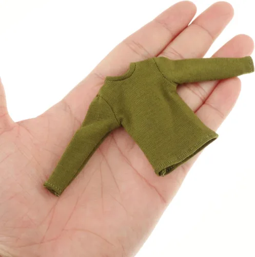 Miniatura 6 de Colaxi Camiseta de manga larga con figura de hombre a escala 1/12, ropa de muñeca en miniatura para figura de 6 pulgadas, color verde