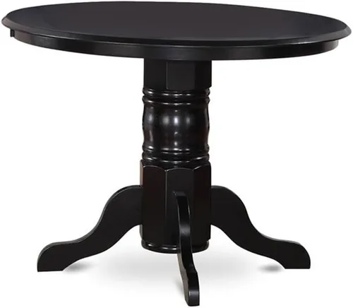 Miniatura 3 de East West Furniture SHNO5-BLK-W - Juego de comedor de 5 piezas que incluye una mesa de comedor redonda con pedestal y 4 sillas de asiento de madera