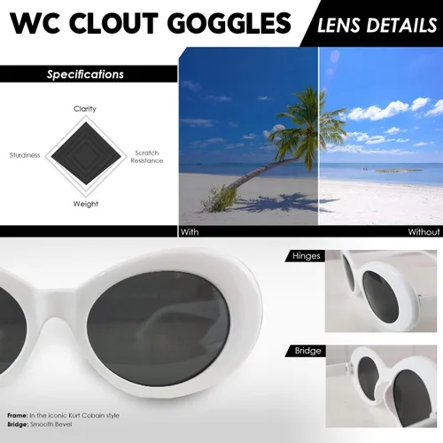Miniatura 2 de Lxnoap Gafas de sol de marco grueso ovaladas retro atrevidas, gafas de sol ovaladas retro de Y2k, gafas de sol ovaladas ovaladas retro Mod Kurt