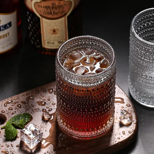Miniatura 6 de Juego de vasos de beber Dingerjar acanalados de 6 (384 ml) Vasos de agua acanalados de cocina cristalería, vasos de jugo vintage en relieve vasos