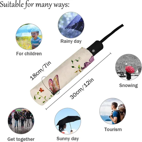 Miniatura 4 de DHDM Watercolor Automatic Umbrella for Rain Foldable Parasol Umbrella Eight strand Outdoor Umbrellas