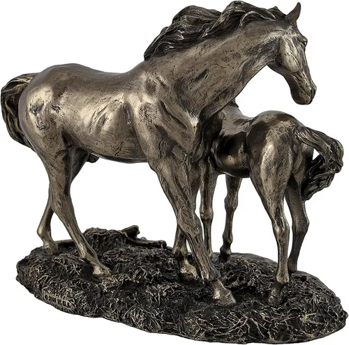 Miniatura 4 de Veronese Design Majestic Mare and Foal Wild Horses - Estatua con acabado de bronce, detalle exquisito, resina fundida en frío, 7 pulgadas de largo