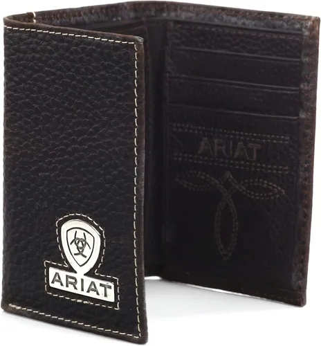 Miniatura 6 de ARIAT Billetera Rowdy marrón con logotipo de escudo triple