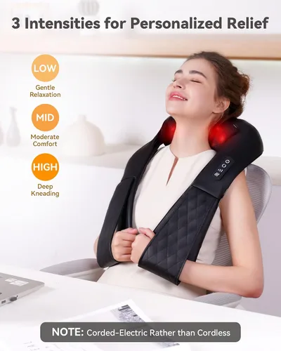 Miniatura 6 de Masajeador Shiatsu de cuello y espalda, masajeador eléctrico con cable y calor para el alivio del dolor, masajeador de hombros de tejido profundo 4D