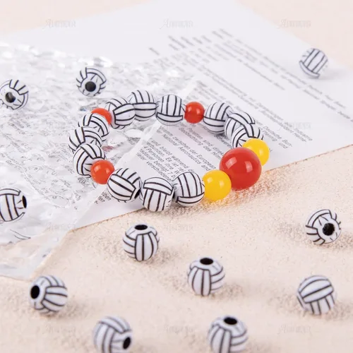 Miniatura 7 de AUEAR, 50 piezas de cuentas de béisbol de 12 mm para hacer joyas deportivas, collar, pulsera, decoración artesanal, accesorios