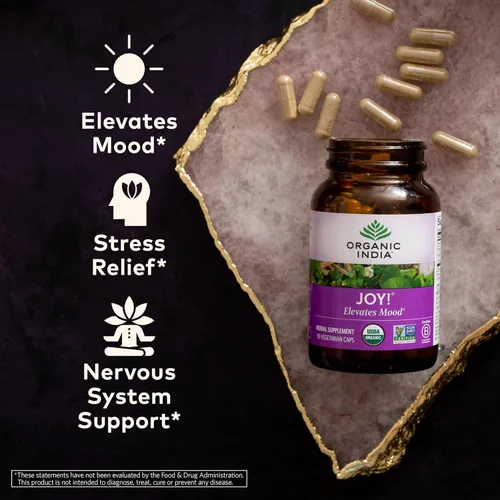 Miniatura 2 de ORGANIC INDIA Joy Suplemento de hierbas – Apoyo inmunológico, promueve la memoria y la concentración, vegano, sin gluten, Kosher, certificado