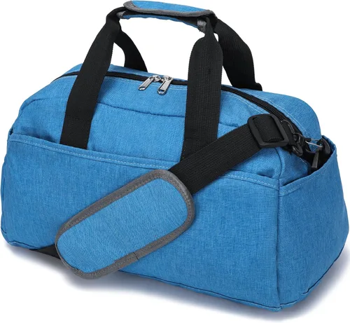 Bolsa de gimnasio pequeña de 14 pulgadas para mujeres y hombres, mini bolsa de lona para viajes, deportes, bolsa de transporte ligera, color azul