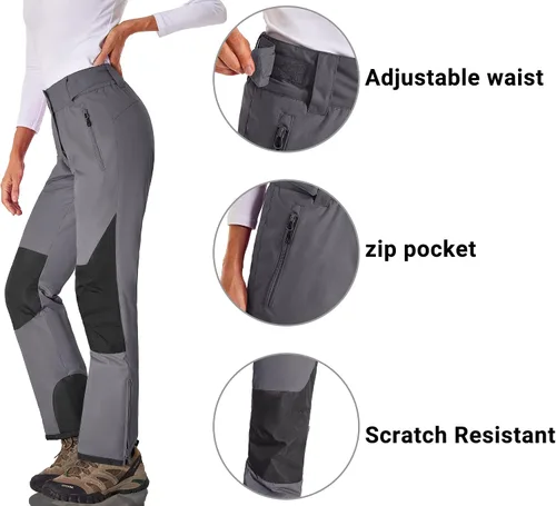 Miniatura 5 de BenBoy Pantalones de esquí de nieve para mujer, con aislamiento, impermeables, resistentes al viento, Ripstop