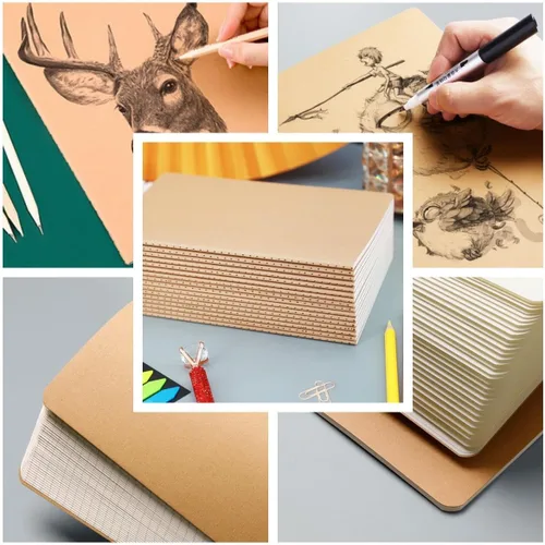 Miniatura 3 de Paquete de 16 cuadernos de papel kraft, 60 páginas, 8.3 x 5.5 pulgadas, cuadernos A5 para trabajo, viajes, negocios, escuela y más - Cuaderno