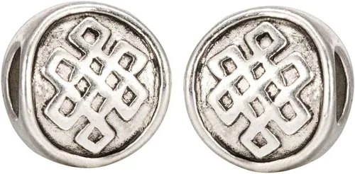 Miniatura 11 de 10 cuentas sueltas de gran agujero de flor de rosa (agujero de 0.177 in) espaciador de metal plateado antiguo para manualidades de joyería MEC-E3