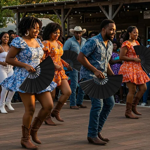 Miniatura 2 de Blulu 8 piezas de abanicos grandes plegables para baile en línea de 13 pulgadas, abanicos de botas en el suelo para baile en línea para mujeres