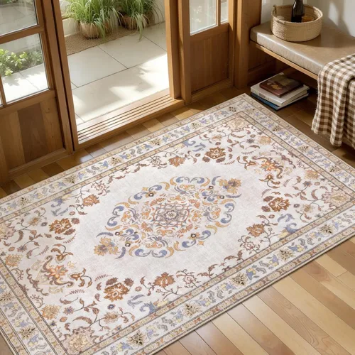 Miniatura 134 de Tangsoo Alfombra lavable para pasillo, antideslizante, 2 x 6 pies, estilo bohemio, floral, vintage, para entrada, suelo suave, para cocina, baño