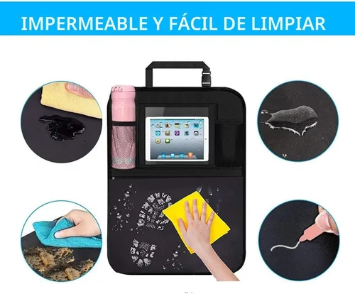 Miniatura 3 de Organizador de asiento trasero prémium para niños, paquete de 2 unidades, resistente al agua y a las manchas, protector de asiento trasero