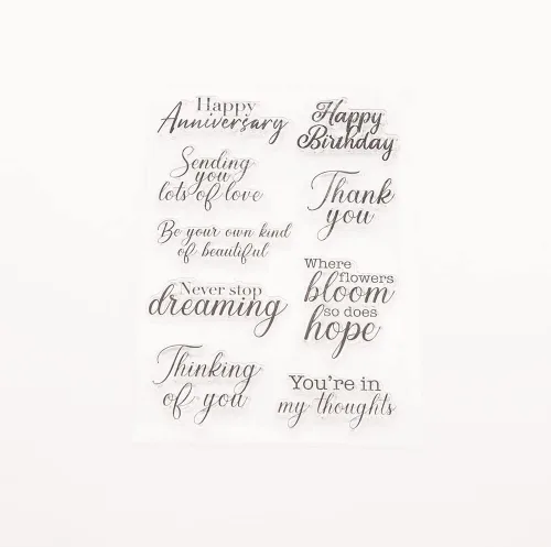 Miniatura 4 de Kwan Crafts Palabras Feliz Aniversario Cumpleaños Thank You Thinking of You Sellos transparentes para decoración de tarjetas y bricolaje