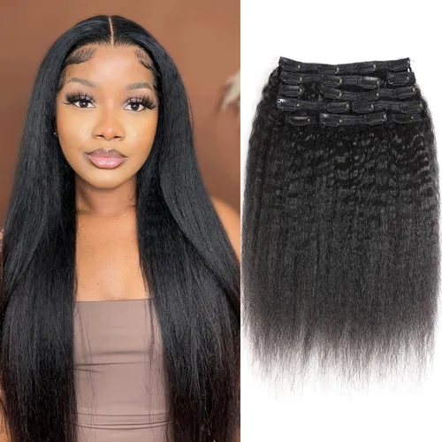 Miniatura 18 de Extensiones de cabello rizado con clip para mujeres afroamericanas, Urbeauty, Extensiones de cabello rizado con clip para cabello humano para chicas