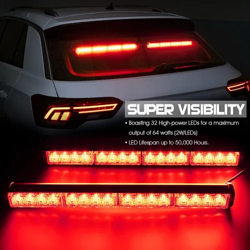 Miniatura 2 de Barra de Luces LED Estroboscópicas de Emergencia 2 en 1 con Controlador de Pantalla Digital Asesor de Tráfico para Parabrisas Visera de Advertencia
