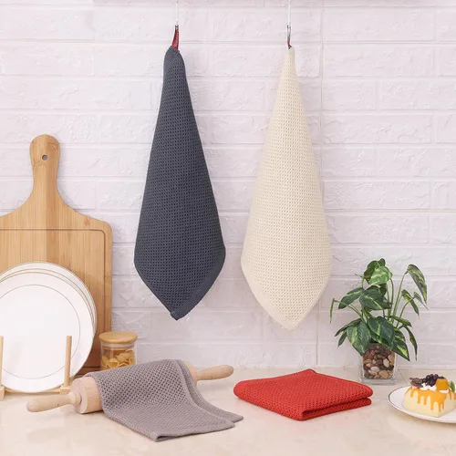 Miniatura 249 de Kitinjoy - Paños de cocina de 100 % algodón, tela de tejido gofrado, paño de limpieza ultrasuave, absorbente y de secado rápido. Beige