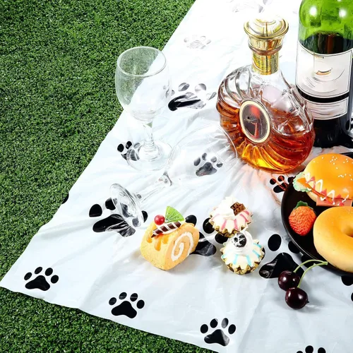 Miniatura 7 de Tatuo Mantel de plástico con estampado de patas de cachorro, 2 piezas, desechable, decoración de fiesta de cumpleaños con temática de cachorros