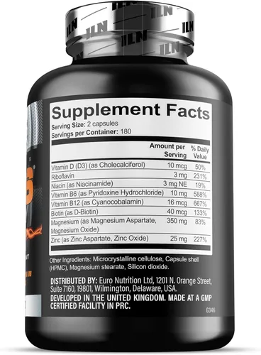 Miniatura 8 de Iron Labs ZM6 - Suplemento de zinc y magnesio de alta resistencia - 360 cápsulas vegetarianas (suministro para 6 meses) - Aspartato de zinc