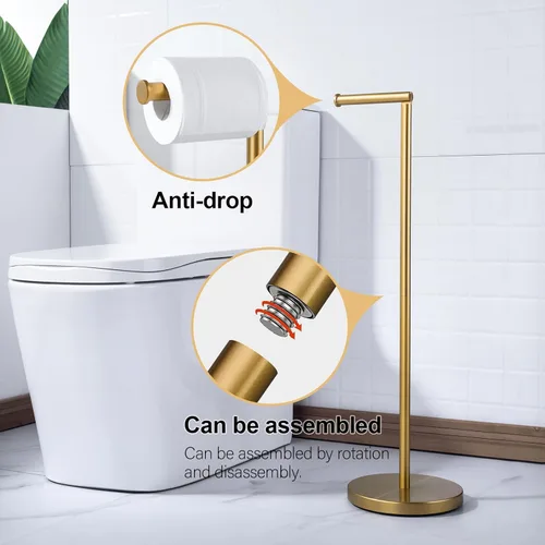 Miniatura 7 de BAGNOLUX Soporte de papel higiénico de baño con reserva, pedestal resistente de acero inoxidable SUS304 para rollo de papel higiénico a prueba