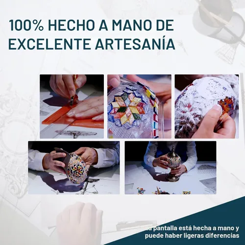 Miniatura 7 de Marrakech Lámpara de vidrieras marroquíes con estilo Tiffany, lámparas de mosaico turco hechas a mano con base de bronce, incluye bombilla LED