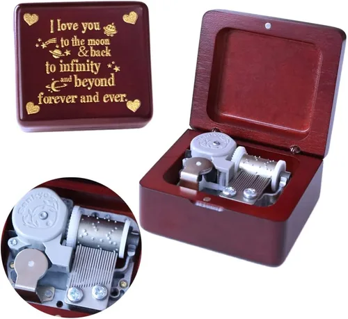 Miniatura 13 de Sinzyo You are My Sunshine - Caja de música de madera maciza tallada con láser, cajas musicales para cumpleaños, día de San Valentín, Navidad