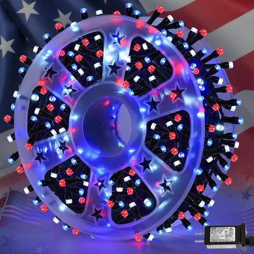 Miniatura 13 de QITONG Guirnalda de 500 luces LED de Navidad de 165 pies para exteriores, impermeable, luces multicolor con 8 modos, cable verde, luces parpadeantes