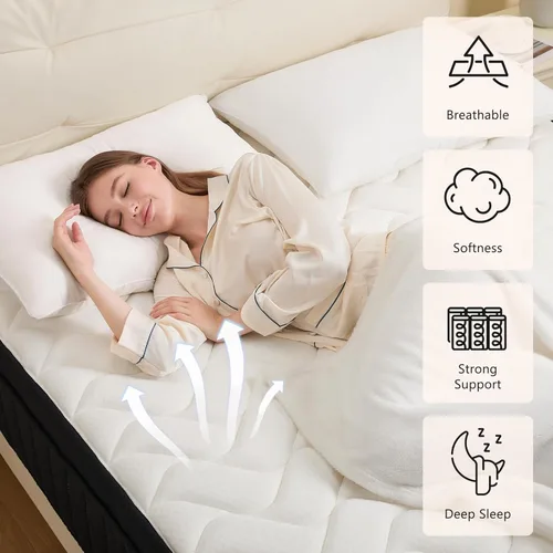 Miniatura 5 de Moccona Colchón híbrido King de 14 pulgadas con espuma viscoelástica, colchón en una caja con resortes individuales en bolsillo, colchón de firmeza
