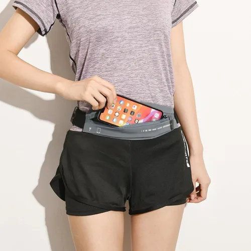 Miniatura 3 de Paquete de 2 cinturones para correr para mujeres y hombres, soporte para teléfono, cinturón de cintura para entrenamiento y correr, cinturón