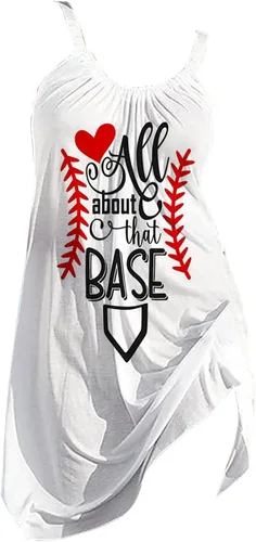 Miniatura 3 de PeQAQ Vestidos de verano para mujer, camiseta de béisbol 2023, sin mangas, mini vestidos bohemios, de moda, casual, holgado, sin mangas
