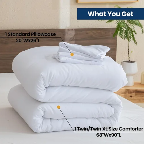 Miniatura 7 de Paxrac - Juego de edredón y funda de almohada beige - Tamaño individual/individual XL, juego de 2 piezas color crema, ropa de cama ligera y neutra