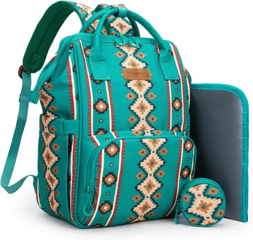 Miniatura 18 de Montana West Wrangler Bolsa Mochila para Pañales Mochila de Viaje Azteca Carteras Occidentales Multifunción Bolsas para Bebé para Mamá con Bolsillos