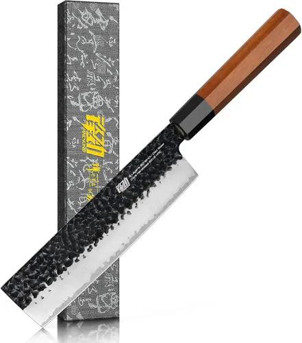 Miniatura 14 de FINDKING Dynasty Series - Cuchillo de chef japonés, cuchillo de cocina profesional, hoja de acero de alto carbono 9Cr18MoV, mango octogonal