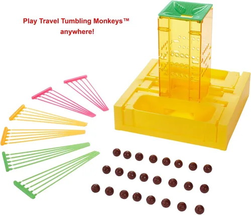 Miniatura 5 de Mattel Games Monos Tumblin' de viaje, juego portátil para niños con almacenamiento integrado para niños de 5 años en adelante, multicolor