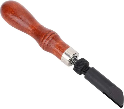 Miniatura 9 de GLOGLOW Herramienta de ranurado en forma de V de cuero, tipo Groover de procesamiento de cuero tipo V mango de madera para artesanía de cuero