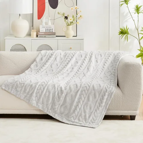 Miniatura 28 de Cozy Bliss - Manta decorativa de piel sintética, de jacquard, mullida, afelpada, suave, gruesa y de verano, para sofá, sala de estar y dormitorio