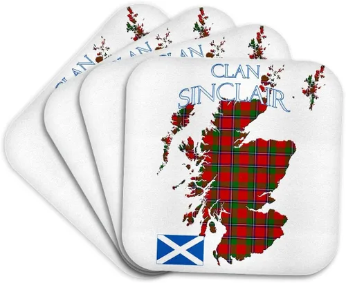 Miniatura 8 de 3dRose Outline of Scotland with the Sinclair Clan Family Tartan. Set of 8 Coasters - Soft