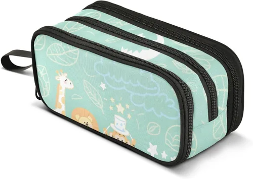 Miniatura 8 de Nylon Pencil Bag With Zipper Funny Animal Giraffe Leaf Sage Green High Capacity Pen Pencil Case Stationery Organizer for Preppy School Women estuche