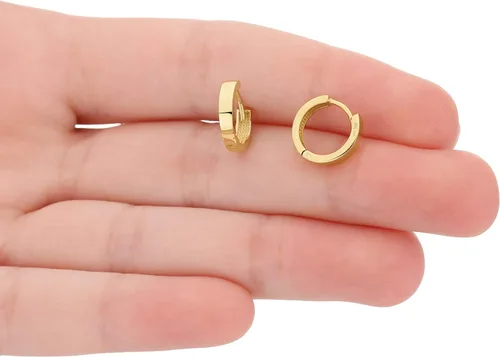 Miniatura 3 de Aretes de aro de oro de 14 quilates, minimalistas, pequeños, simples, finos, para mujeres y hombres, pulido con bisagras planas