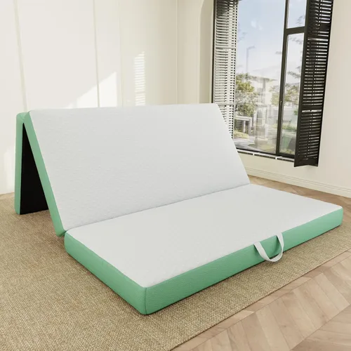 Miniatura 13 de ROXGOX Colchón Plegable Triple de Espuma Viscoelástica, Cama de Piso Portátil Individual de 4 Pulgadas, Colchoneta Plegable con Funda Lavable, Asa