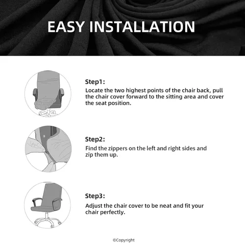 Miniatura 8 de Funda elástica para silla de computadora con cremallera duradera, funda protectora extraíble lavable universal para silla de escritorio de oficina