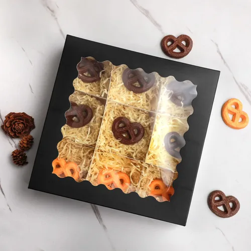 Miniatura 6 de qiqee Cajas para pasteles negras con ventana autodesplegables de 10x10x2,5 pulgadas, paquete de 30 unidades, cajas para galletas, donuts