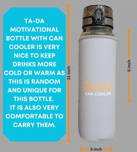Miniatura 2 de TA-DA Botella motivacional con enfriador de latas. 32 onzas te dice cuánto debes y bebiste Con enfriador de latas es más cálido, más frío y cómodo