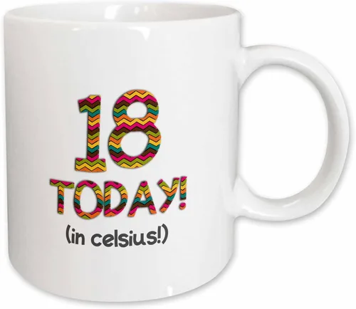 Miniatura 11 de 3dRose inspirationzstore Ocasiones – 18 Hoy en grados Celsius – 64th o 65th Cumpleaños 18 C es 64 – 65 en Fahrenheit – Tazas, Negro/Blanco
