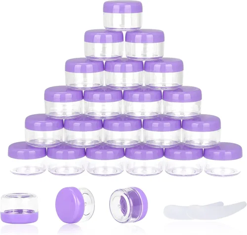 Miniatura 22 de 100 piezas de 5 gramos Envases de muestra, tarros vacíos de 5 ml con tapas, envases cosméticos pequeños, tarros de muestra mini con 8 piezas de mini