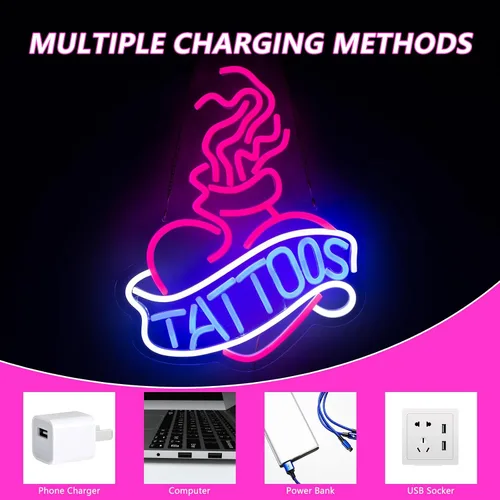Miniatura 5 de Letrero de neón de tatuaje para decoración de pared, luces LED para sala de estudio, decoración de tatuajes, letreros de neón estéticos