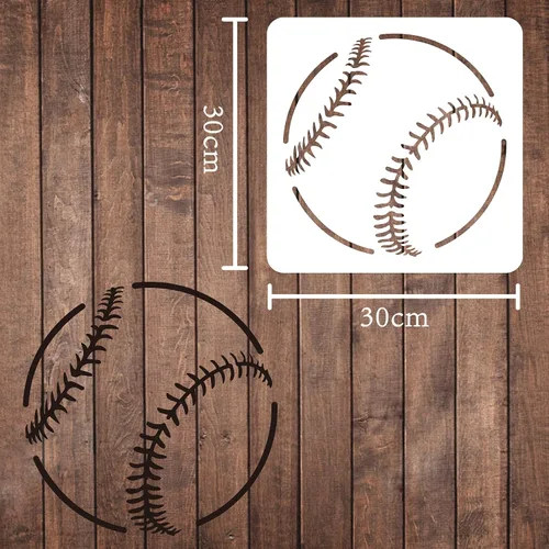 Miniatura 2 de FINGERINSPIRE Plantilla deportiva grande (12 x 12 pulgadas/11.8 x 11.8 in) plantilla de béisbol reutilizable, plantillas de pintura de plástico