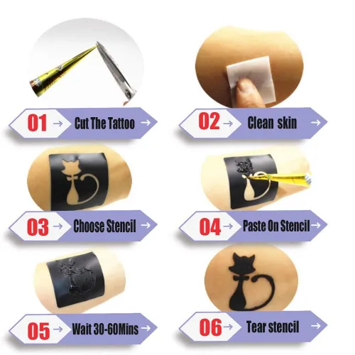 Miniatura 3 de Kit de tatuajes temporales, 4 conos de pasta de tatuaje semipermanentes, pintura artística de cuerpo indio para mujeres, hombres y adolescentes
